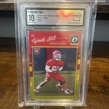 2016 Panini Donruss Optic Tyreek Hill Red Yellow Rookie Card #117 Arena Club 10. rookie card picture