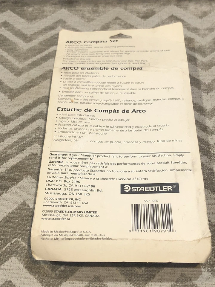 NEW in PACKAGE STAEDTLER ARCO COMPASS SET MODEL 559 09BK - Image 3 of 3