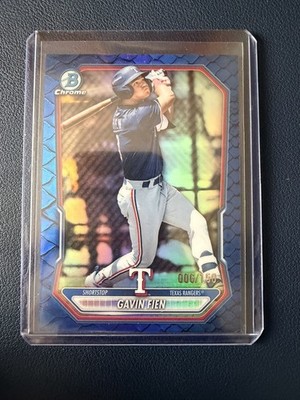 Gavin Fien 2026 Bowman Chrome BCP-126 Blue Reptilian #/150 Rangers (Nationals)