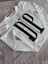 sudadera blanca de algodón con detalles en n...