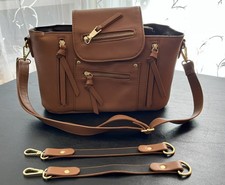 Mamantra Vegan Leather Diaper Bag Crossbody Purse with Stroller Straps