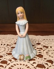 Vintage Enesco Growing Up Birthday Girls Figurine-10Yr- 1981 Blonde Hair
