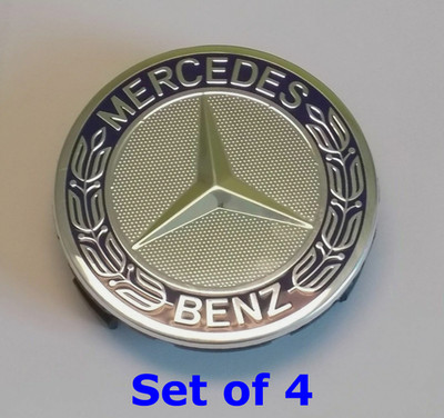 4 New Blue / Chrome A 171 400 00 25 Wheel Caps for Mercedes Benz Free Ship