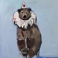 Circus Bear 16x16 Modern Art PRINT Painting by Artist Jose TRUJILLO