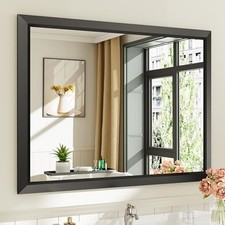 40x30 Inch Bathroom Mirror for Wall, Thick Metal Framed 40"L x 30"W Black