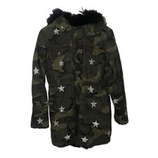 $1275 Jocelyn Women's Camouflage Star Green Winter Jacket Black Fox Fur Xs