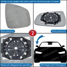 Vetro Specchietto Retrovisore Sinistro Per Dacia Jogger, Logan, Sandero - Convesso, Cromato, Senza Riscaldamento - Foto 2