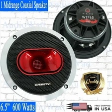 1x Gravity WZP65 6.5" 600 Watts 4-Ohm Midrange Coaxial Loud Speakers Car Audio