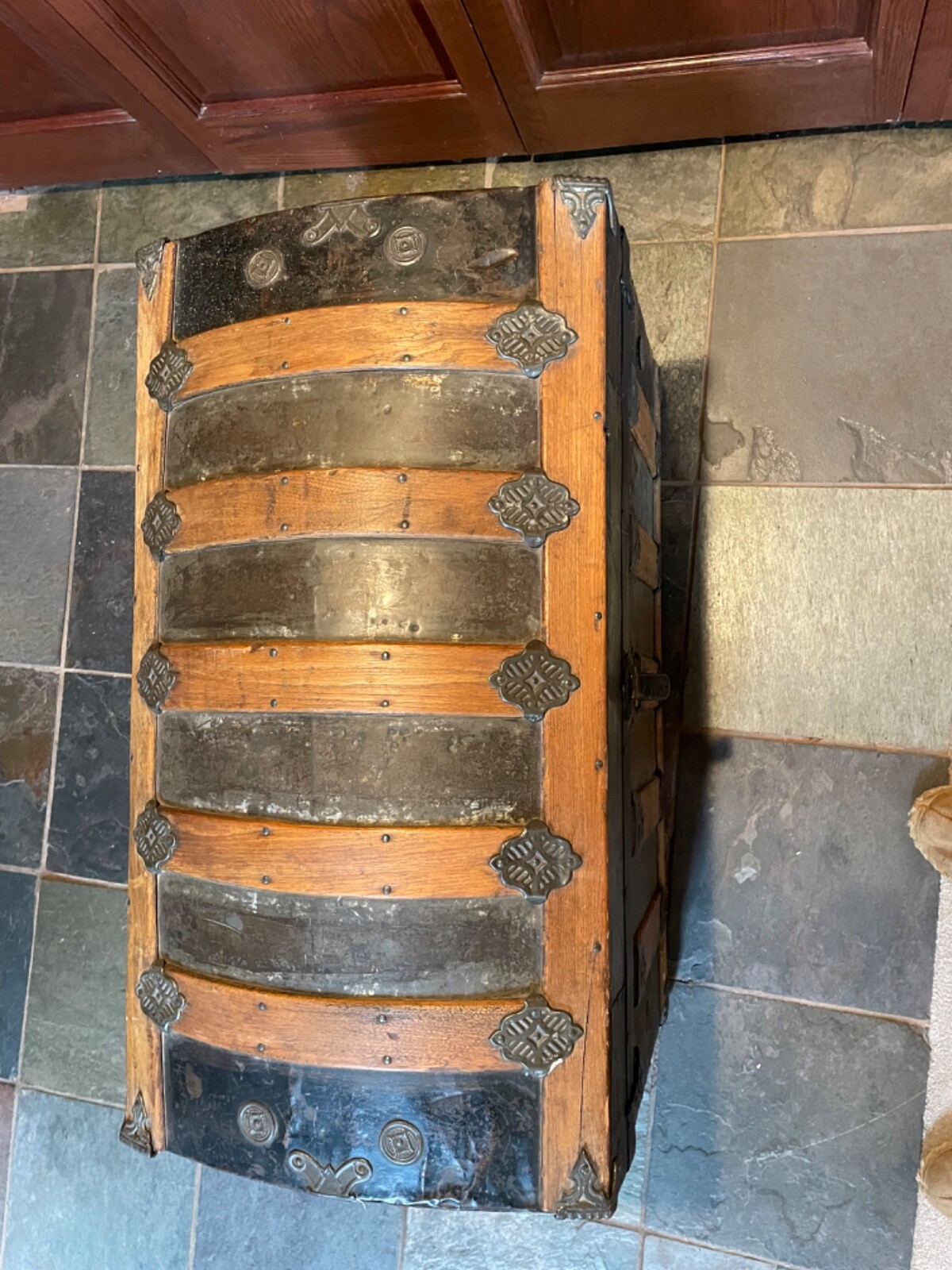 Dome Top 32" Antique Steamer Trunk Pirate Chest 1880's