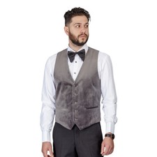 Velvet Dress Suit Vest 5 Button Adjustable Back Strap V Neck Formal Tuxedo AZAR