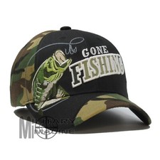 Gone Fishin' fishing hat Black / Army Camo Hat Ball Cap Outdoor Sport