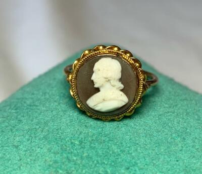 Bague Camée Shakespeare Pierre Dure 14K Or Antique Victorien Belle