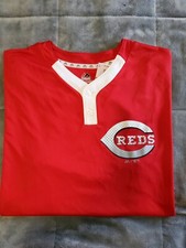 NEW CINCINNATI REDS Majestic Pullover 2Button Cool Base Blank S/S Jersey SZ XL