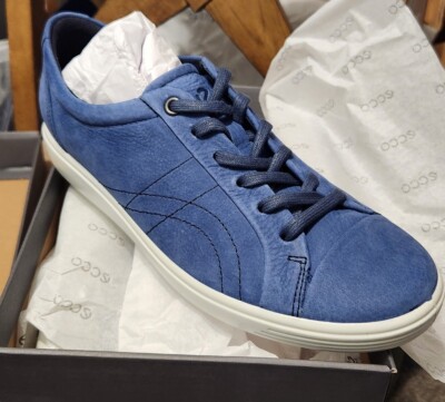 ECCO Soft Stitch Tie Blue Suede Leather Lace-Up SSneakers Size 39  New!