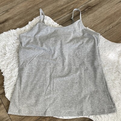 New Roaman s Womens Grey Cami Tank  Built In Bra Size L