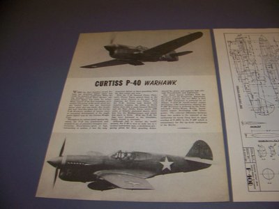 VINTAGE..P-40 WARHAWK & GRUMMAN F6F-3 HELLCAT...3-VIEWS/DETAILS..RARE! (500M)