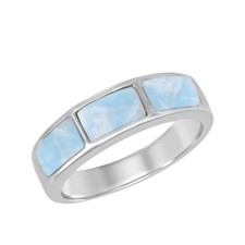 Sterling Silver Triple Larimar Ring