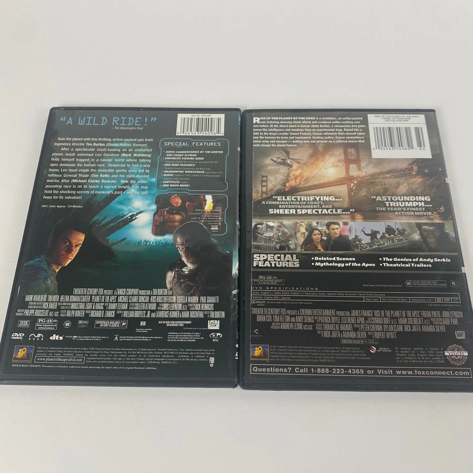 Lot of 2 DVDs - Planet of the Apes, Rise of the Planet of the Apes - Slim Cases - Image 4 of 4