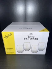 Joy Jolt Disney Princess Sketched Stemless Drinking Glasses Set Of 4 NIB
