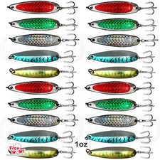 20pcs Fish WOW!® 1oz Fishing spoons jig Metal trolling flutter lure 5-color NEW