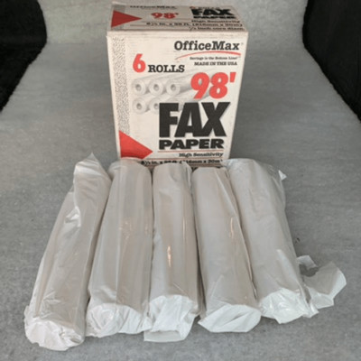 5 Rolls Office Max 8 1/2  / 1/2  Core High Sensitivity Fax Paper Rolls *New, ope
