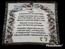 New Nursery BABY  S ARRIVAL tapestry throw blanket 34  x54  cotton blend