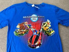 Mario Kart Wii Shirt Video Game YOUTH XL Nintendo Bowser Donkey Kong Blue VTG