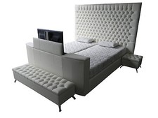 New North Shores Upholstered deep buttoned Posture Slat Bed with TV Lift