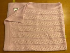 PBK Pottery Barn Kids Pink Cable Knit Acrylic Baby Crib Blanket Lovey