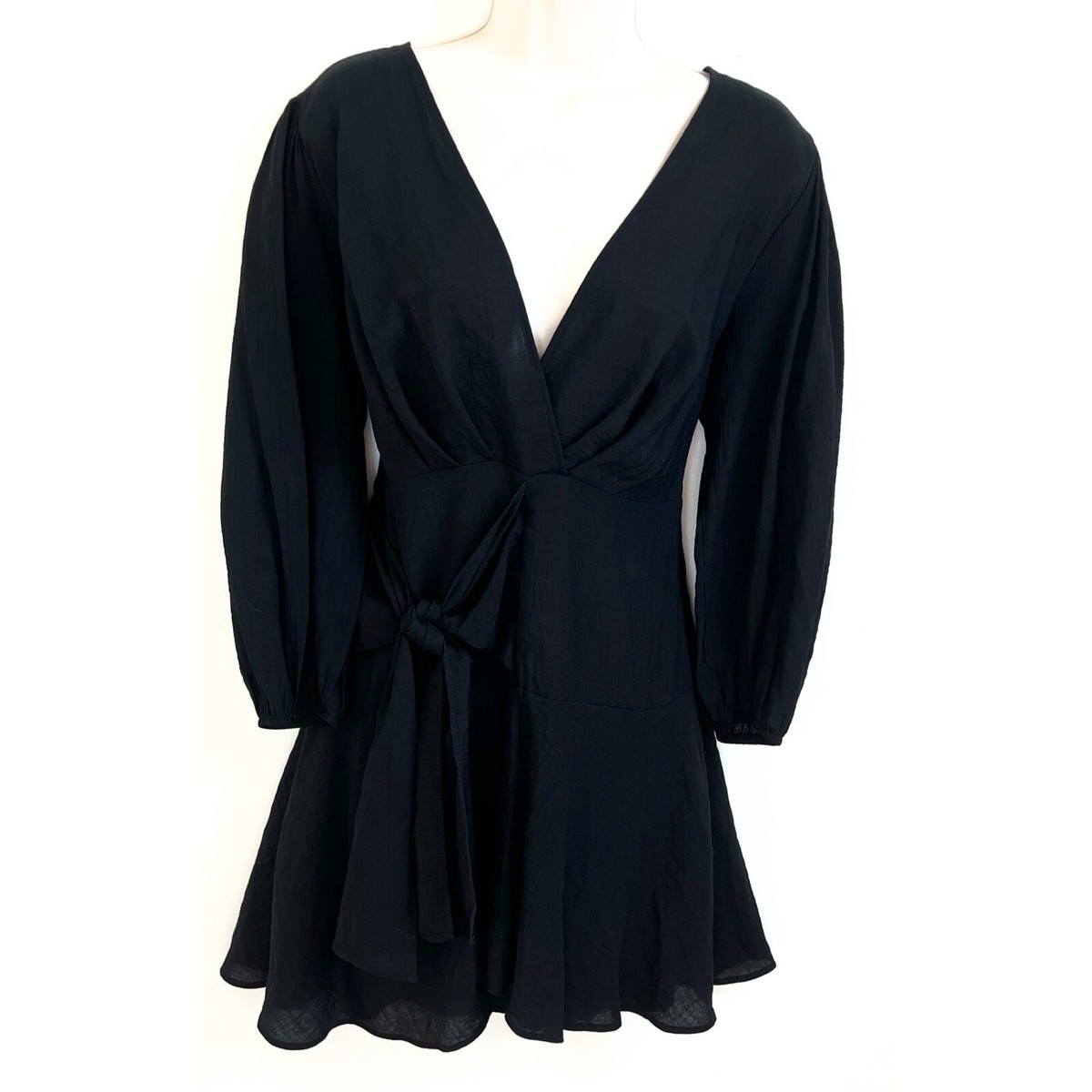 fit and flare dress zara NWT Zara Black Mini Wrap V Neck Long Sleeve Dress Fit & Flare Medium Party