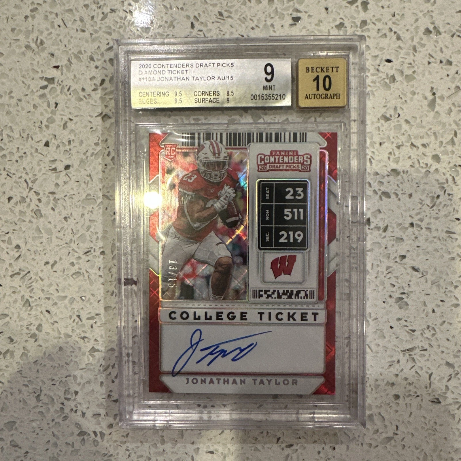 Jonathan Taylor Panini Contenders Draft Picks Game Day Ticket Signatures #10 Diamond