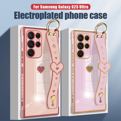 Case For Samsung Galaxy S25 S24 S23 S22 Ultra S21 FE Heart Wristband Phone Cover