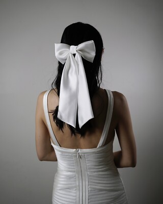 Oversized Satin Bow Bridal Bow Wedding Hair Bow Long Tail Bow Women s Hair Bow