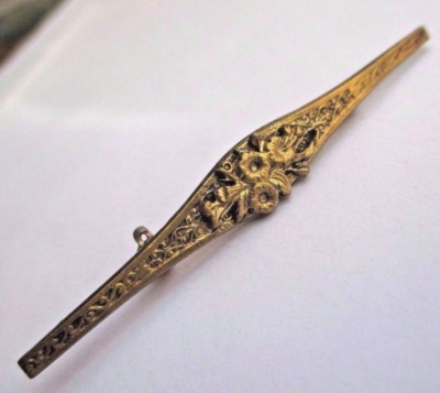 Broche Vintage En Or Ciselé - Modèle Barrette Classique - Parfait état