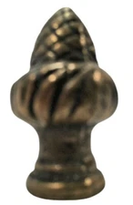 Acorn Lamp Finial Topper Antique Brass Finish 1/8" IP 1/4-27 Harp Thread Adapter