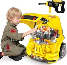 Large Truck Builder Kit for Toddlers 3-5, Kids Mechanic Workshop Set with Light