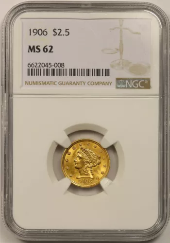 1906 $2.5 NGC MS 62 Liberty Head Gold Quarter Eagle