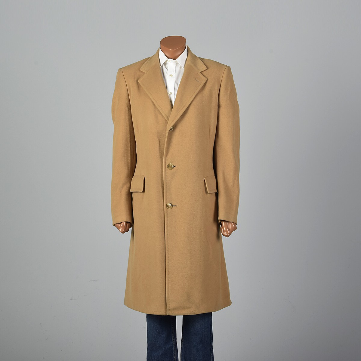 42L Mens 1970s Tan Cashmere Coat Winter Long Sleeves Malcolm 42L Mens 1970s Tan Cashmere Coat Winter Long Sleeves Malcolm