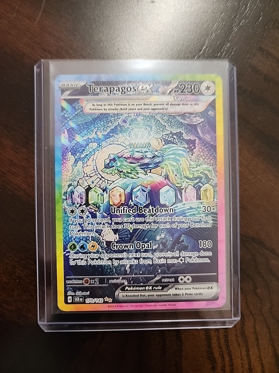 170 142 pokemon card Terapagos ex 170/142 This specific card features a stunning Stellar Crown Terapagos ex 170/142