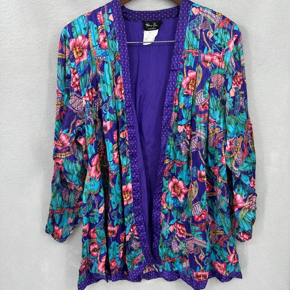 Chaqueta De Colección Diane Freis Para Mujer Grande Púrpura Cuentas Floral Grannycore LEER Foto 2 de 4