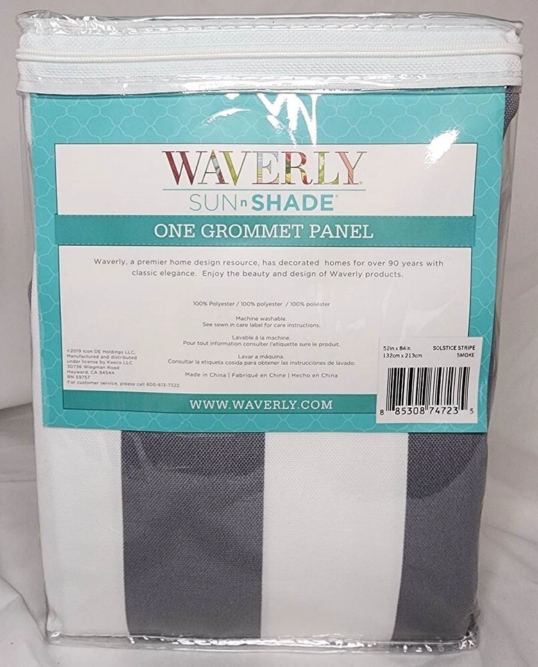 Panel Waverly Sun n Shade One Grommet - Raya Solsticio - Humo 52" x 84" Foto 2 de 2