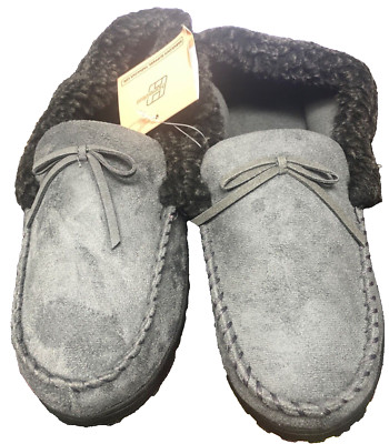 Home Ideas Men s Sz 12 EK 11 Slippers, Grey & Black, NWT Suede