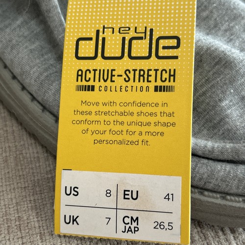 Nuovo con etichetta! Hey Dude Wally Pile Elasticizzato Colore Grigio Uomo Taglia 8 - Foto 3 di 9