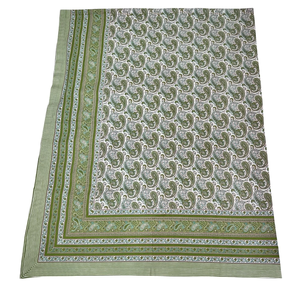 Williams Sonoma Marketplace Green Paisley Floral Rectangular Tablecloth 70"x90" - Image 2 of 4