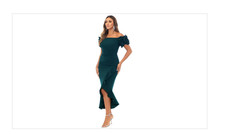 Xscape Women's Green Off-the-Shoulder Ruffle-Sleeve MIDI Dress Petite Size 6P