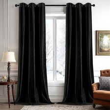 Black Velvet Curtains 96 Inches Long Blackout Thermal Insulated Soundproof