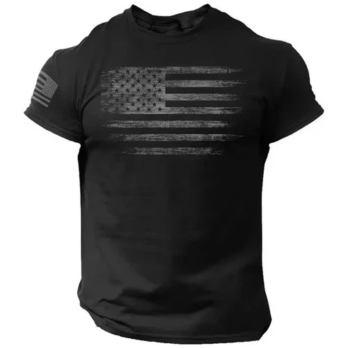 America Flag T-shirt Fashionable Men's Summer Muscle Training Comfortable video thumbnail