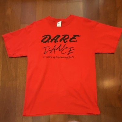 Vintage Y2K D.A.R.E. Dance 10th Anniversary Red Graphic Print Size Large Funny