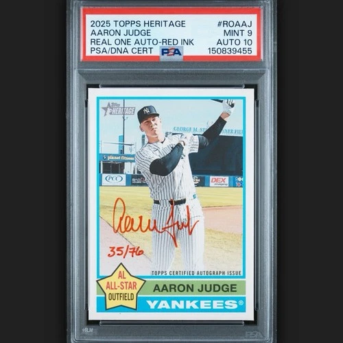 2025 Aaron Judge Topps Heritage Real One Autograph - Red Ink /76