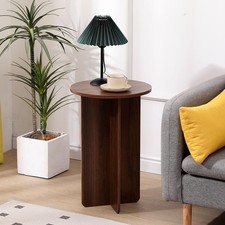 Round End Table Small Sofa Side Table for Living Room Wood Bedside Nightstand
